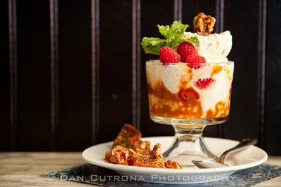Layered berry dessert parfait