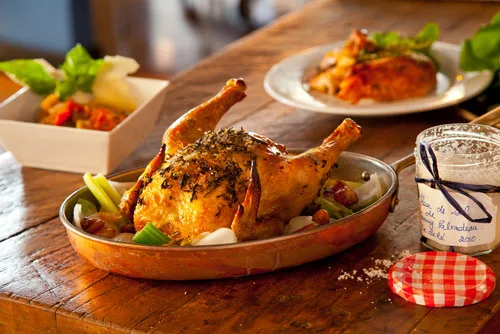 Sea salt herb crusted roast chicken